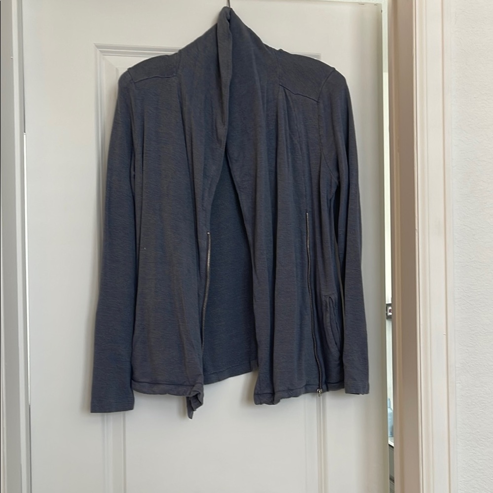 Lou & Grey Gray Draped Shawl Collar Cardigan